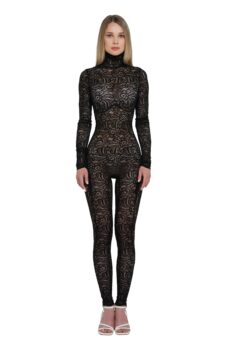 Black Lace Bodysuit Long Sleeve FLEXY